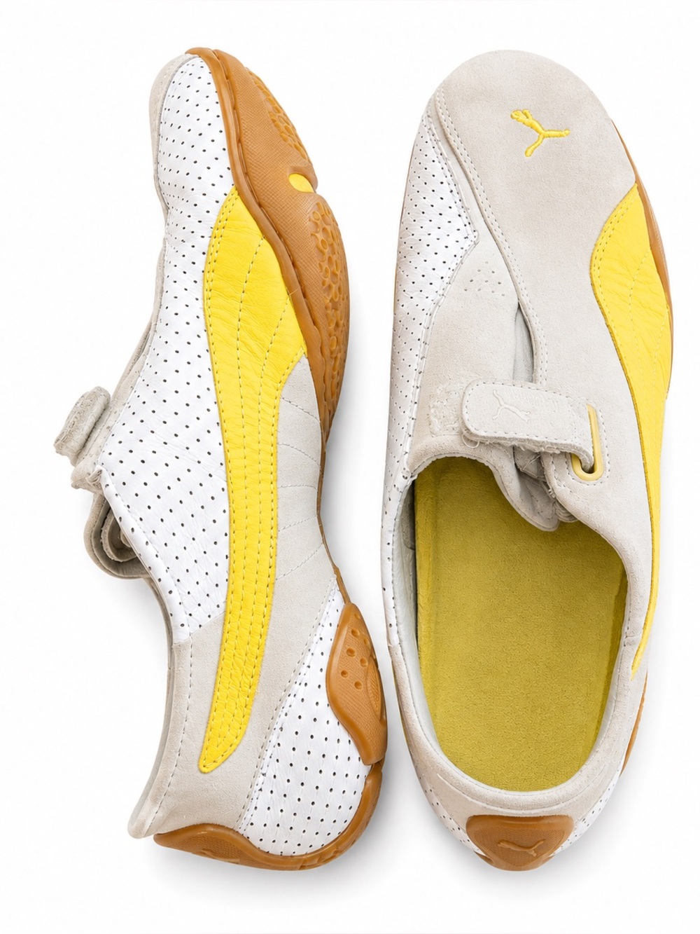 Puma Women’s White and Yellow Slip-On Sneakers